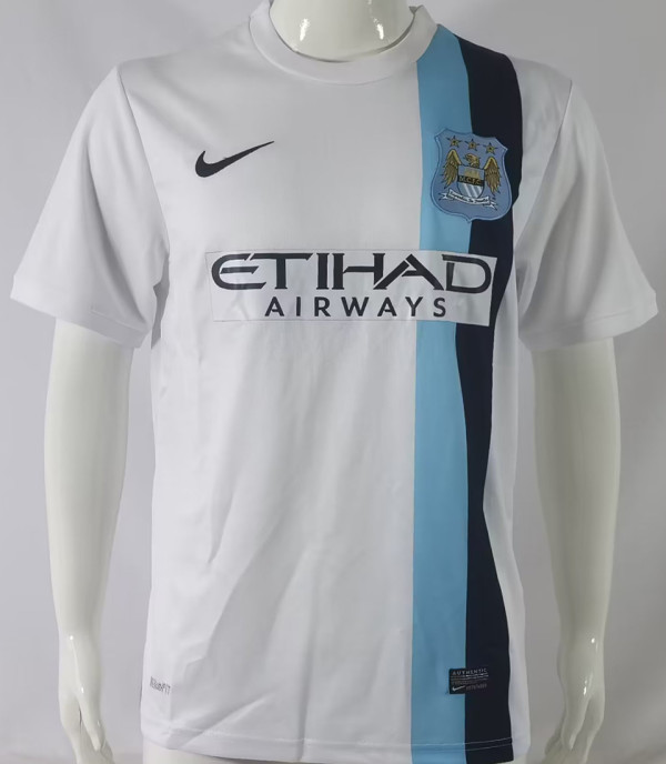 2013/14 Man City Away White Retro Soccer Jersey