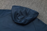 2024 France Sapphire Blue Hoody Zipper Jacket Tracksuit  有半拉链