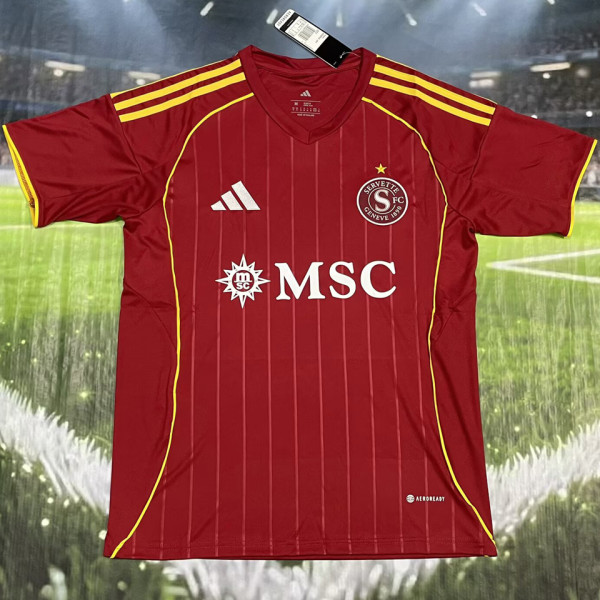 2025/26 Servette FC Home Red Fans Soccer Jersey 塞尔维特