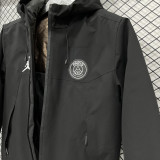 2025 PSG Jordan Cotton Thickened Warm Black Outdoor Jacket #A805加棉冲锋衣