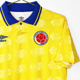 1994 Colombia Home Yellow Retro Soccer Jersey