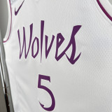 Timberwolves EDWARDS #5 White NBA Jerseys