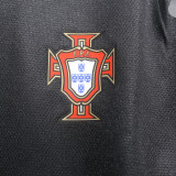 2013 Portugal Away Black Retro Player Version Soccer Jersey