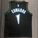 2018 Timberwolves EDWARDS # 1 Black Retro NBA Jerseys Hot Pressed