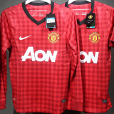 2012/13 M Utd Home Red Retro Player Version Long Sleeve Soccer Jersey 球员版长袖