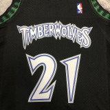 1997/98 Timberwolves GARNETT #21 Black Retro  NBA Jerseys 热压