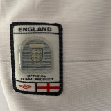 2004 England Home White Retro Soccer Jersey