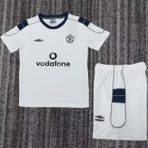 2000/2001 M Utd Away White Retro Kids Soccer Jersey