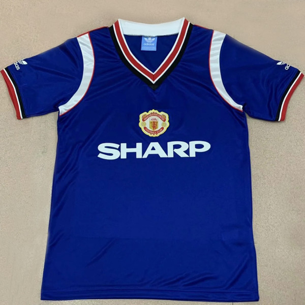 1984 M Utd Away Blue Retro Soccer Jersey