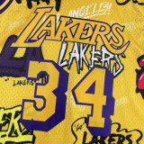 1996/97 Lakers ONEAL #34 Yellow Retro NBA Jerseys 热压