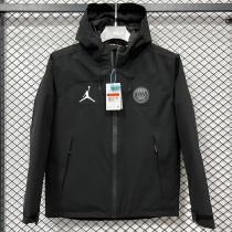 2025 PSG Jordan Cotton Thickened Warm Black Outdoor Jacket #A805加棉冲锋衣