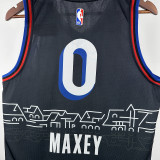 2021 76ers MAXEY #0 Sapphire Blue City Edition NBA Jerseys 热压