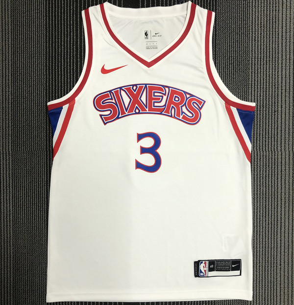 76ers IVERSON #3 Retro White NBA Jerseys