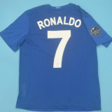 RONALDO #7 2008-09 M Utd Away Retro Jersey 欧冠字体 07/08球+2008世俱杯金章 ★★