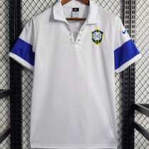 2004 Brazil Away White Retro Soccer Jersey