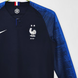 2018 France Home Retro Long Sleeve Soccer Jersey