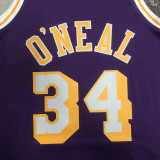 1996/97 Lakers O'NEAL #34 Retro Purple NBA Jerseys热压