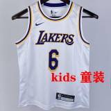 Lakers JAMES #6 White Kids NBA Jersey 热压