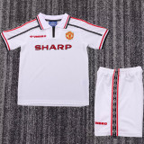 1998/1999 M Utd White Retro Kids Soccer Jersey