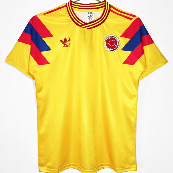 1990 Colombia Home Yellow Retro Soccer Jersey