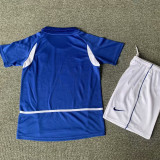 2002 Brazil Away Blue Retro Kids Soccer Jersey