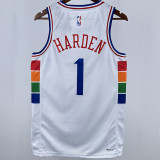 2025 76ers HARDEN #1 White City Edition NBA Jerseys 热压