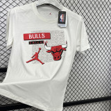 2025 Bulls Jordan White High Quality Casual T-Shirt  T195