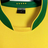 2006 Brazil Home Yellow Retro Long Sleeve Soccer Jersey