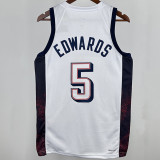2024 Team USA EDWARDS #5 White NBA Jersey