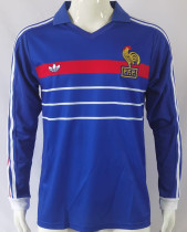 1982/84 France Home Blue Retro Long Sleeve Jersey