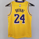Lakers BRYANT #24 Yellow Kids NBA Jersey 热压