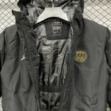 2025 PSG Jordan Cotton Thickened warm Black Outdoor Jacket #P2加棉冲锋衣