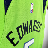 Timberwolves EDWARDS #5 Fluorescent Green NBA Jerseys