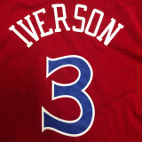 IVERSON # 3 76ers Red Mitchell Ness Retro Jerseys