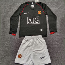 2007/08 M Utd Away Black Retro Kids Long Sleeve Soccer Jersey