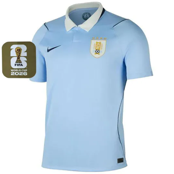 2026/27 Uruguay Home Fans Soccer Jersey (Have Right Patch 有右臂章 金底白字）