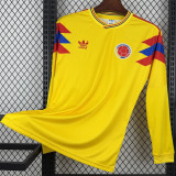 1990 Colombia Home Yellow Retro Long Sleeve Soccer Jersey