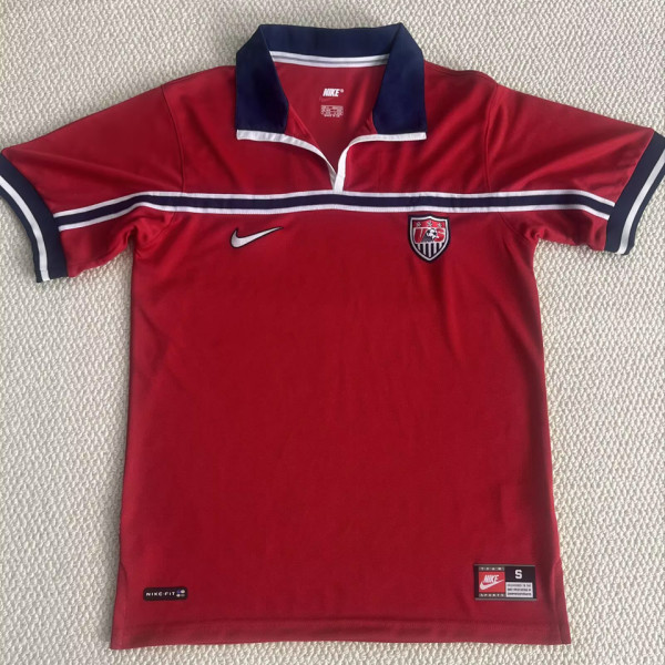1998 U.S Away Red Retro Soccer Jersey