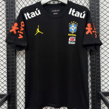 2026/27 Brazil x JD Black Casual Pure Cotton T-Shirt 肩膀字白色
