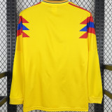 1990 Colombia Home Yellow Retro Long Sleeve Soccer Jersey