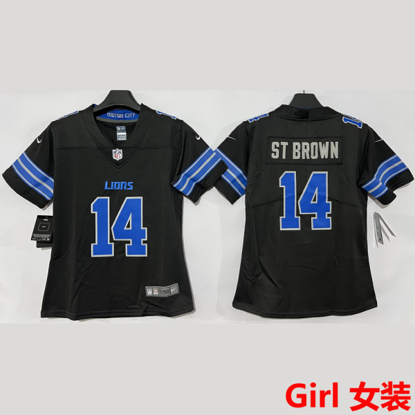 ST BROWN #14 Detroit Lions Girl NFL Jersey 雄狮