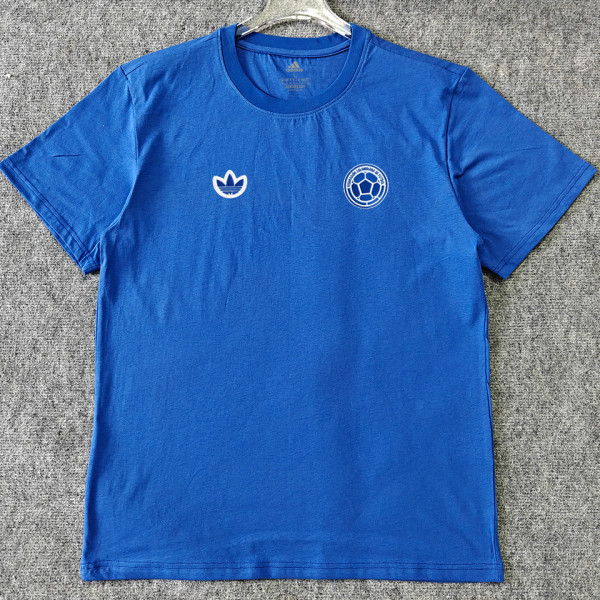 2026/27 Colombia Retro Style Pure Cotton T-Shirt 队微 蓝色
