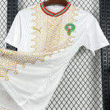 2026/27 Morocco Away White Fans Soccer Jersey (Have Right Patch 有右臂章 黑底白字）