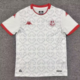 2026/27 Tunisia Away White Fans Soccer Jersey (Have Right Patch 有右臂章 黑底白字）