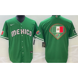 2026 WBC Mexico Green Baseball Jersey 袖有花