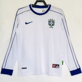 1998 Brazil White Retro Long Sleeve Soccer Jersey