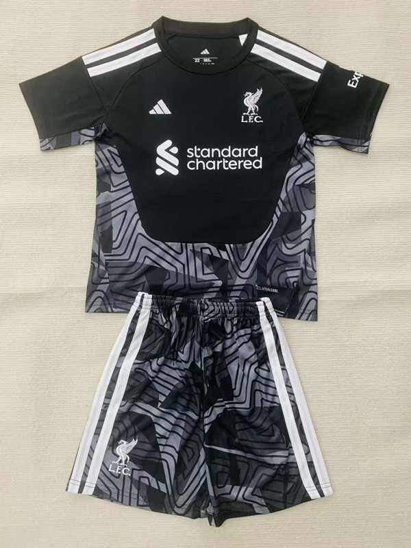 26-27 LIV Black Goalkeeper Kids Soccer Jersey