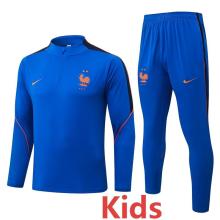 26-27 France Fancy blue Kids Half Pull Tracksuit #E26058(童装)(半拉链)