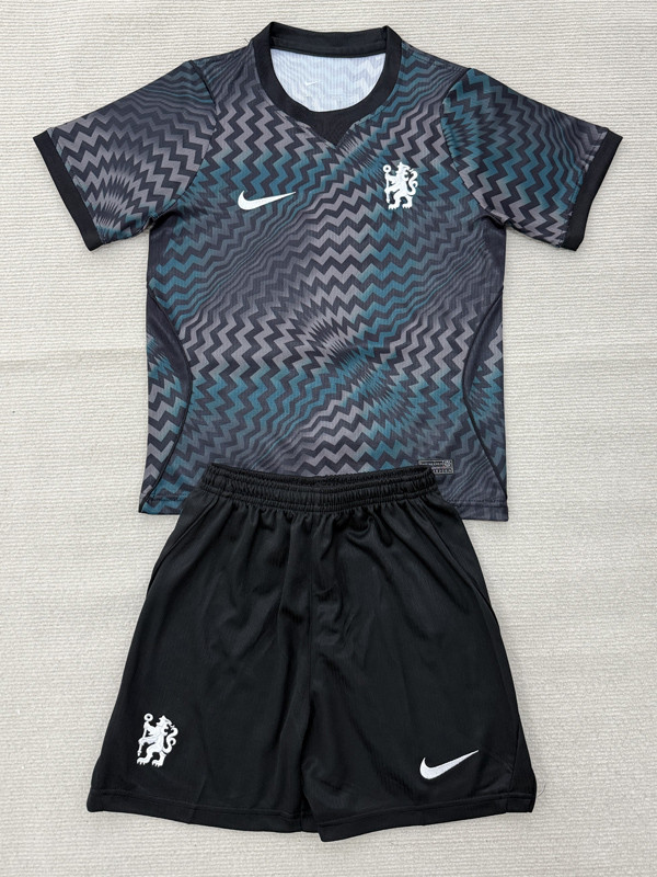 26-27 CHE Black Goalkeeper Kids Soccer Jersey