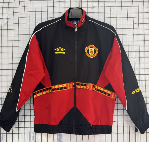 1996-1997 Man Utd Black Red Retro Windbreaker